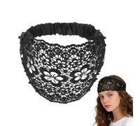 Lace Headbands | Floral Pearl Lace Hair Accessories - Wide Elastic Boho Headbands - for Wedding Formal Event Daily Wear Holiday Hair Styling