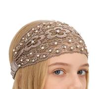 Lace Headbands - Floral Pearl Lace Headwrap,Wide Elastic Boho Headband | for Wedding Formal Event Travel Holiday Styling