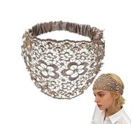 Lace Headbands - Women's Floral Beaded Wide Headband | Pearl Plum Blossom Openwork Beads Elastic Hair Accessory - Black Light Brown Blue Gray, Elegant Hair Band, Party, Wedding, Daily Wear