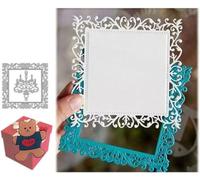 Lace Leaf Vine Square Frame Dies for Card Making, Cut Stencils Scrapbooking Cutting Dies for DIY Scrapbooking Photo Album Decorative Embossing Paper Dies for Card Making Templated+Cute Brooch Pin