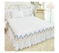 Lace Lotus Leaf Lace Bed Skirts Solid Color White Pink Bedspread Bed Cover Non-Slip Sheets Without Pillowcase(03,120x200cm 3pcs)