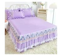 Lace Lotus Leaf Lace Bed Skirts Solid Color White Pink Bedspread Bed Cover Non-Slip Sheets Without Pillowcase(06,180x220cm 1pcs)