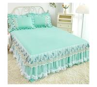 Lace Lotus Leaf Lace Bed Skirts Solid Color White Pink Bedspread Bed Cover Non-Slip Sheets Without Pillowcase(04,200x220cm 3pcs)