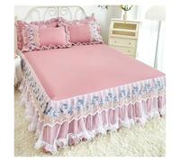 Lace Lotus Leaf Lace Bed Skirts Solid Color White Pink Bedspread Bed Cover Non-Slip Sheets Without Pillowcase(07,120x200cm 1pcs)
