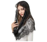 Lace Mantilla Veil For Mass Spanish Style Lace Head Scarf Shawl White Black Catholic Chapel Veil For Wedding Bride (02)