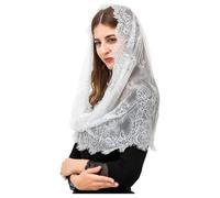 Lace Mantilla Veil For Mass Spanish Style Lace Head Scarf Shawl White Black Catholic Chapel Veil For Wedding Bride (01)