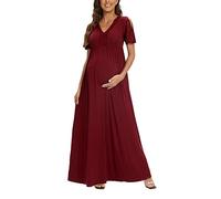LACE Maxi Dress Maternity Dress for Baby Shower, Wine Red, Large