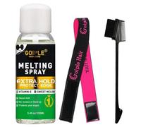 Lace Melting Spray - Glue-Less Lace Melting Spray for Wigs & Closure Extensions, Natural Forming Edge Band Edge Brush, 3.4oz
