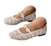 Lace Mesh Ballet Flats for Women 2026, Black Mesh Flats Buckle Strap Mary Jane Ballerina Flats Fishnet Flat Sandals Shoes Maryjane Round Closed Toe Comfortable Flats for Dressy Summer