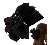 Lace Mesh Bow Clip - Oversized Resin Handle Design, Firm Holding Structure, Gentle Styling Support Set | Graceful Accessory for Thick Thin Hair Salon Party Outfit Routine Scene in S