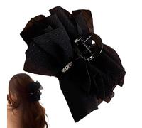 Lace Mesh Claw Clip, Mesh Chiffon Hair Clip, Black or White Bow Fairdesse Not Bad Claw Strong Claw Strong Grip Lace Hair Holder Beauty Care Styling for Daily Dressing