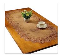 Lace Oval Table Runner Embroidered Tablecloth Lace Doily Oval Blanket Towel for Living Room Cabinet Coffee Table 40 x 90 cm, Gold