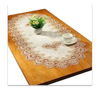 Lace Oval Table Runner Embroidered Tablecloth Lace Doily Oval Blanket Towel for Living Room Cabinet Coffee Table 60 x 120 cm, Gold