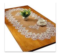 Lace Oval Table Runner Embroidered Tablecloth Lace Doily Oval Blanket Towel for Living Room Cabinet Coffee Table 70 x 130 cm White
