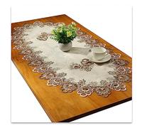 Lace Oval Table Runner Embroidered Tablecloth Lace Doily Oval Blanket Towel for Living Room Cabinet Coffee Table 60 x 120 cm, Grey