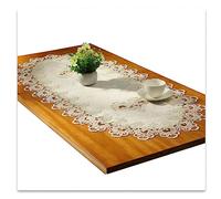 Lace Oval Table Runner Embroidered Tablecloth Lace Doily Oval Blanket Towel for Living Room Cabinet Coffee Table 60 x 120 cm White
