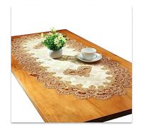 Lace Oval Table Runner Embroidered Tablecloth Lace Doily Oval Blanket Towel for Living Room Cabinet Coffee Table 40 x 90 cm, Gold