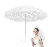 Lace Parasol Umbrella - Decorative White Lace Umbrella for Weddings, Victorian Bridal Parasol | Small Lace Umbrella for Photoshoot, Handmade Wedding Accessory, Elegant Sunshade for Vintage Tea Party