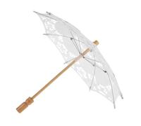 Lace Parasol Umbrella for Brides White Cotton Wedding Photography | Wooden Handle, Elegant Western Royal Style, Lightweight Prop for Tea Party Decor, Dancing, Portraits