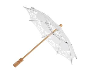Lace Parasol Umbrella for Brides White Cotton Wedding Photography | Wooden Handle, Elegant Western Royal Style, Lightweight Prop for Tea Party Decor, Dancing, Portraits