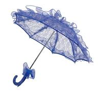 Lace Parasol Umbrella, Hand Made Wedding Bridal Elegant Decorative Lace Prom Umbrella Photography Prop for Party, 23.6 x 22.2in (Blue)