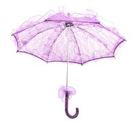 Lace Parasol Umbrella, Hand Made Wedding Bridal Elegant Decorative Lace Prom Umbrella Photography Prop for Party, 23.6 x 22.2in (Purple)