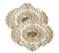Lace Placemat Retro French Style Embroidered Lace Doilies for Table Crochet Lace Doilies Cup Vase Mat for Home Decor 29 * 36cm 2PCS Home Household Use