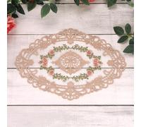 Lace Placemats, 11x15-in Vintage Oval Embroidered Crochet Lace Table Doilies, Dolly Cup Mat for Table Vase Home Decor by sourcing map, Bean Paste