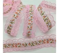 Lace Printed Ribbon Flowers Printed Embossed Ribbon for Handmade Craft Scrapbook Easter Marriage Party Wedding Floral Packing Decorate(Color-22)