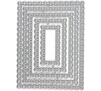 Lace Rectangle Frame Die Cuts, 5pcs/Set Metal Cutting Dies DIY Scrapbooking Album Embossing Stencil Paper Cards Craft Making Decor