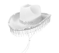Lace Rhinestone Tassel Cowboy Hat, Western Cowgirl Headdress, Western Theme Costume, Wonderful Present, Delicate Craftsmanship, 39cm, For Festivals & Parties