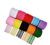 Lace Ribbon, 10 Rolls Mixed Color Fabric Ribbon with Floral Pattern, 4.5cm Wide Lace Edge Trim Embroidery Roll for DIY Craft Clothing, Sewing, Gift Package Wrapping, Party Decoration 10M