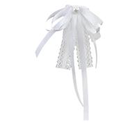Lace Ribbon Bowtie Brooch Pin Student Uniform Pre Tied Necktie Clip Pearls Bowknot Shirt Jabot Collar Party Accessories Lace Bowknot Bowtie Pin