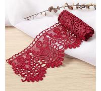 Lace ribbon,decorative lace ribbon,1 Yard 10 cm Wide Milk Silk Vintage Lace Trim Lace Trim Embroidery Decorative Ribbon Lace Flower Ribbon(Wine red,3 Yards)