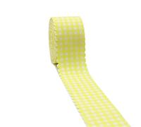 Lace Ribbon Roll 10 Yards Lace Plaid Grid Printed Ribbon for Home Wedding Christmas Decoration DIY Handmade Design Hair Bow(Yellow,25MM)