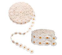 Lace Ribbon Trim Embroidered Sewing Lace Trim, Daisy Flowers Ribbon Applique Fabric for Decorations Crafts Supplies, 9 Yards (Orange)