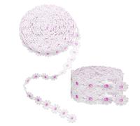 Lace Ribbon Trim Embroidered Sewing Lace Trim, Daisy Flowers Ribbon Applique Fabric for Decorations Crafts Supplies, 9 Yards (Pink)