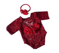 Lace Romper and Hairband Set for Baby Photography Newborn Photo Clothing Photoshooting Jumpsuit Infant Photo Accessory