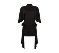 Lace Rose and Draped Sleeve Mini Dress, female, DAVID KOMA, Party Dresses, Black, L, Dresses L