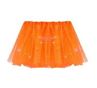 Lace Ruffle Mini Skirt Sexy A-Line Low Waist Short Skirt Flowy Floral Underskirt Nightclub Short Skirt Pleated Sequins Mesh Skirt Sexy Mini Skirt Tutu Skirt for Women and Teens (Orange, One Size)
