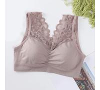 Lace seamless back-beautifying bra and camisole underwear(Pink One Size)