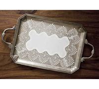 Lace Serving Tray Cloth Set Of 2, Stunning Ivory Delicate Intricate Lace Work Wedding Lace Table/Ring Tray Liner Victorian Style (Rectangle Liners Set Of 2)