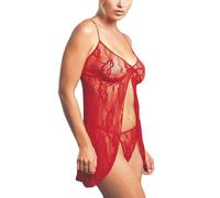 Lace Set: Babydoll & Thong Red