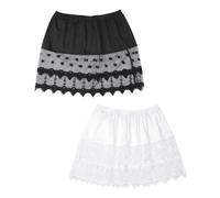 Lace Shirt Extender for Women Plus Size Underskirt Elastic Waist Half Slip Mini Skirts, Dot# Black White, XXL/3XL