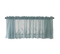 Lace Short Curtain 137x61cm Coffee Kitchen Rod Pocket Cafe Style Country Valance by Kylee Home for Privacy Small Decoration in Living Room(blue)