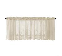 Lace Short Curtain For Kitchen Window, Rod Pocket Cafe Drapes With Anti-wrinkle Soft Fabric, Fresh Home Decor Panel 137x61cm, White(Beige)