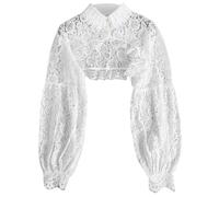 Lace Shrug Dickey Collar for Women, Long Sleeves Detachable Sleeves for Wedding Dresses, Multi Purpose Lace Shrug with Buttons for Daily or Festival Dressing