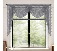 Lace Swag Valance Grey Sheer Voile Kitchen Cafe Net Curtain for Windows