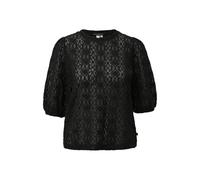 Lace T-shirt with Round Neck and Puff Sleeves Women QS Noir 2XL