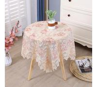 Lace Table Cloth Small Tablecloth Floral Pink Small Lace Tablecloth Embroidered Decor Macrame Crochet Vintage Tablecloth Shabby Chic Table Cover for Coffee Cocktail Table Kitchen Summer Outdoor